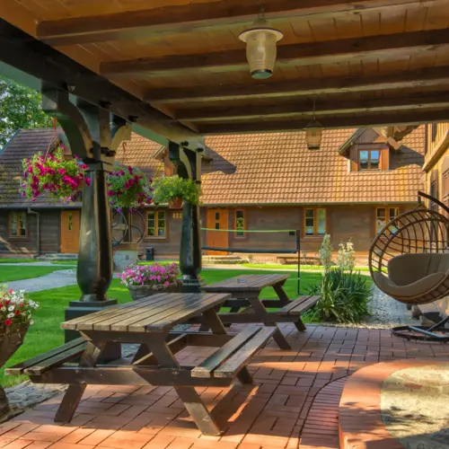Covered terrace in the courtyard