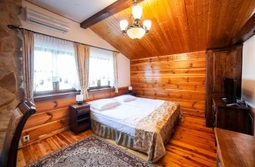 Wooden interior of the Standard room
